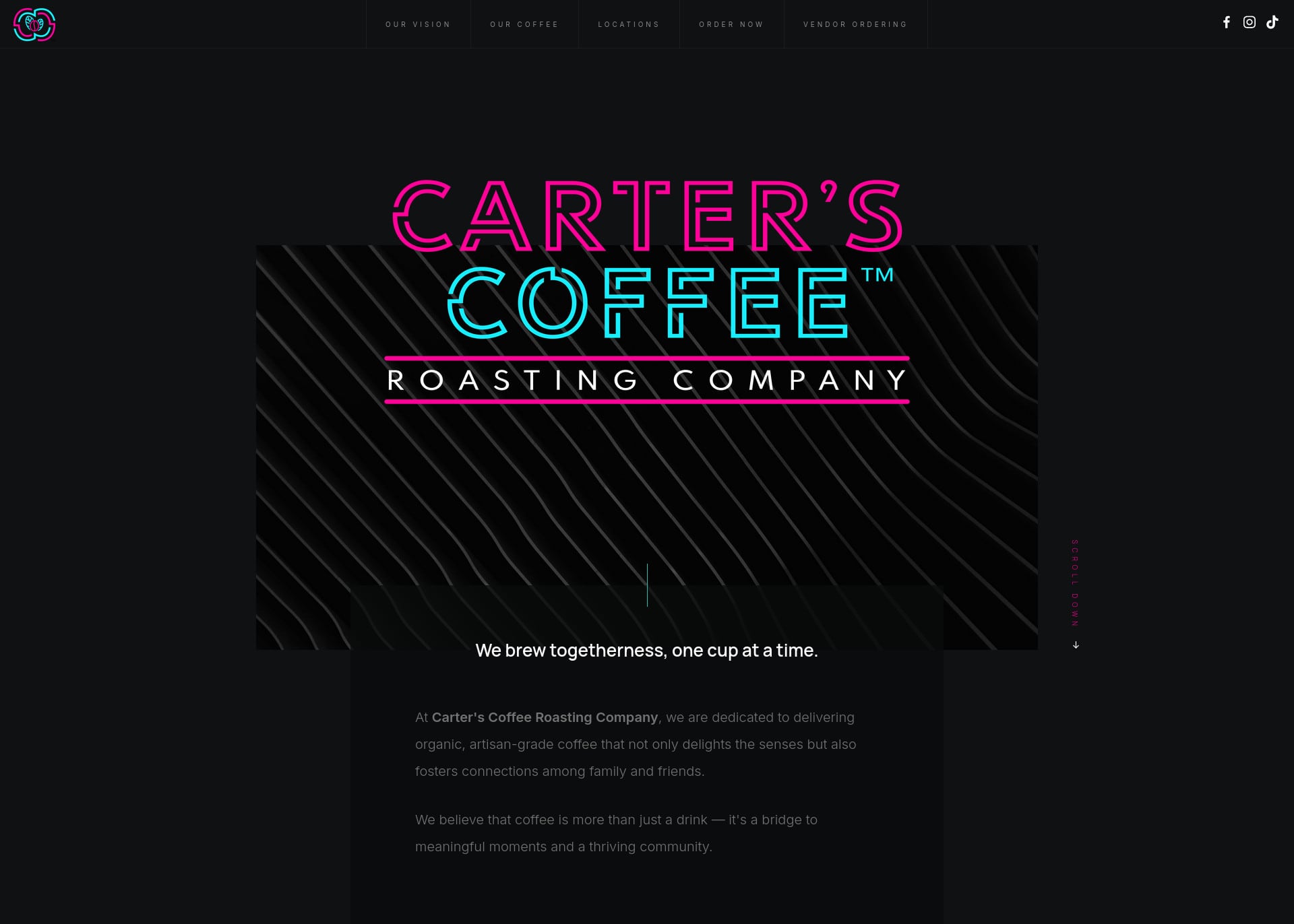 Image of Carters Coffee website