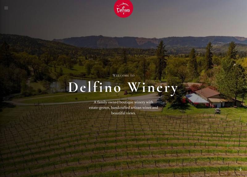 Home page for Delfino Winery website