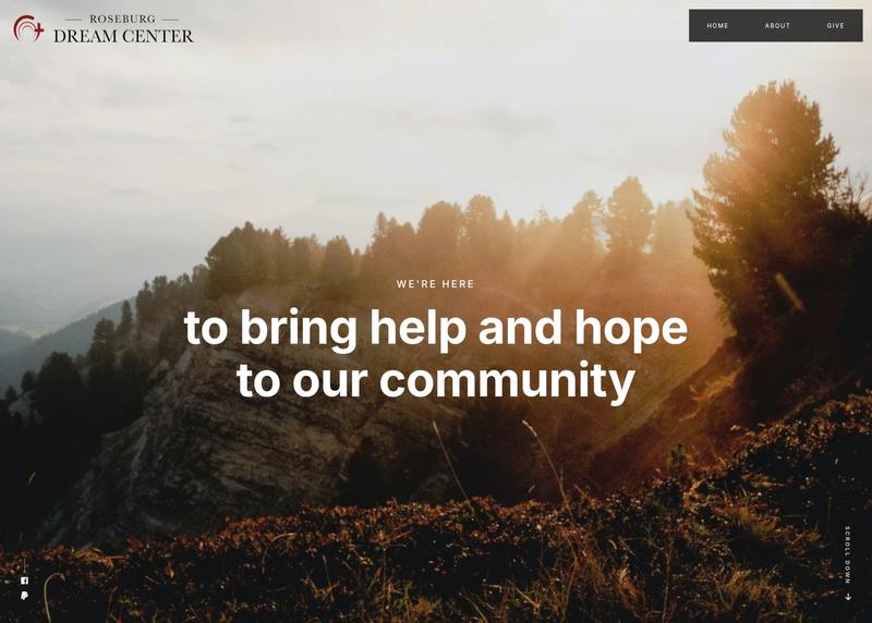 Home page for Roseburg Dream Center website