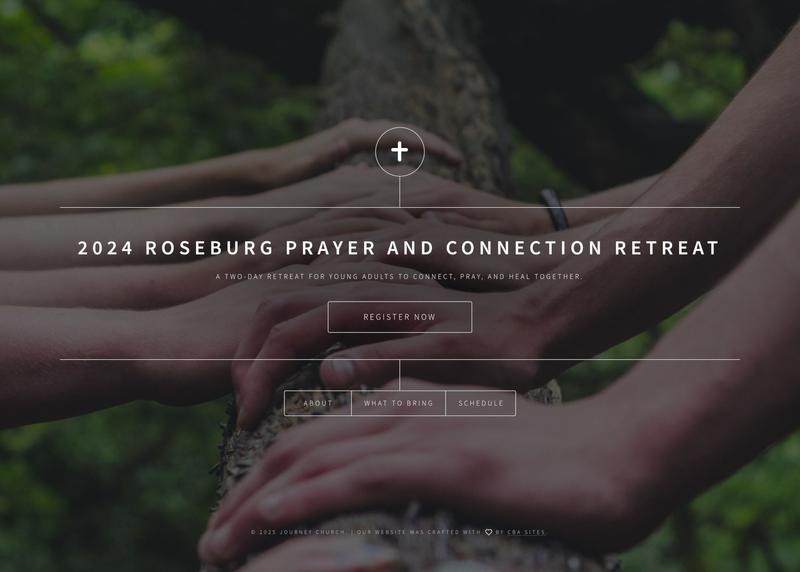 Home page for 2024 Roseburg Prayer and Connection Retreat website