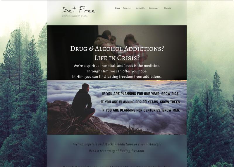 Home page for Set Free Elma website